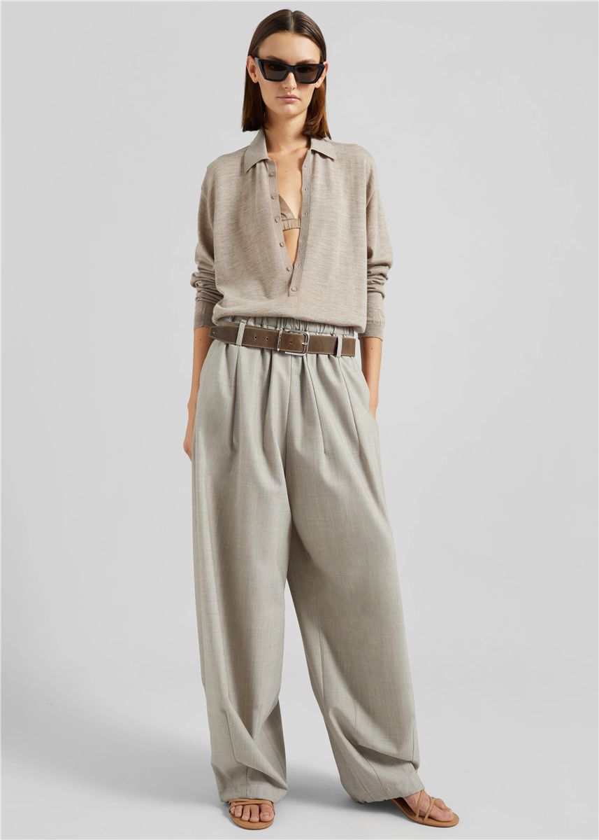 Tala Knit V-Neck Polo-THE FRANKIE SHOP-Verso