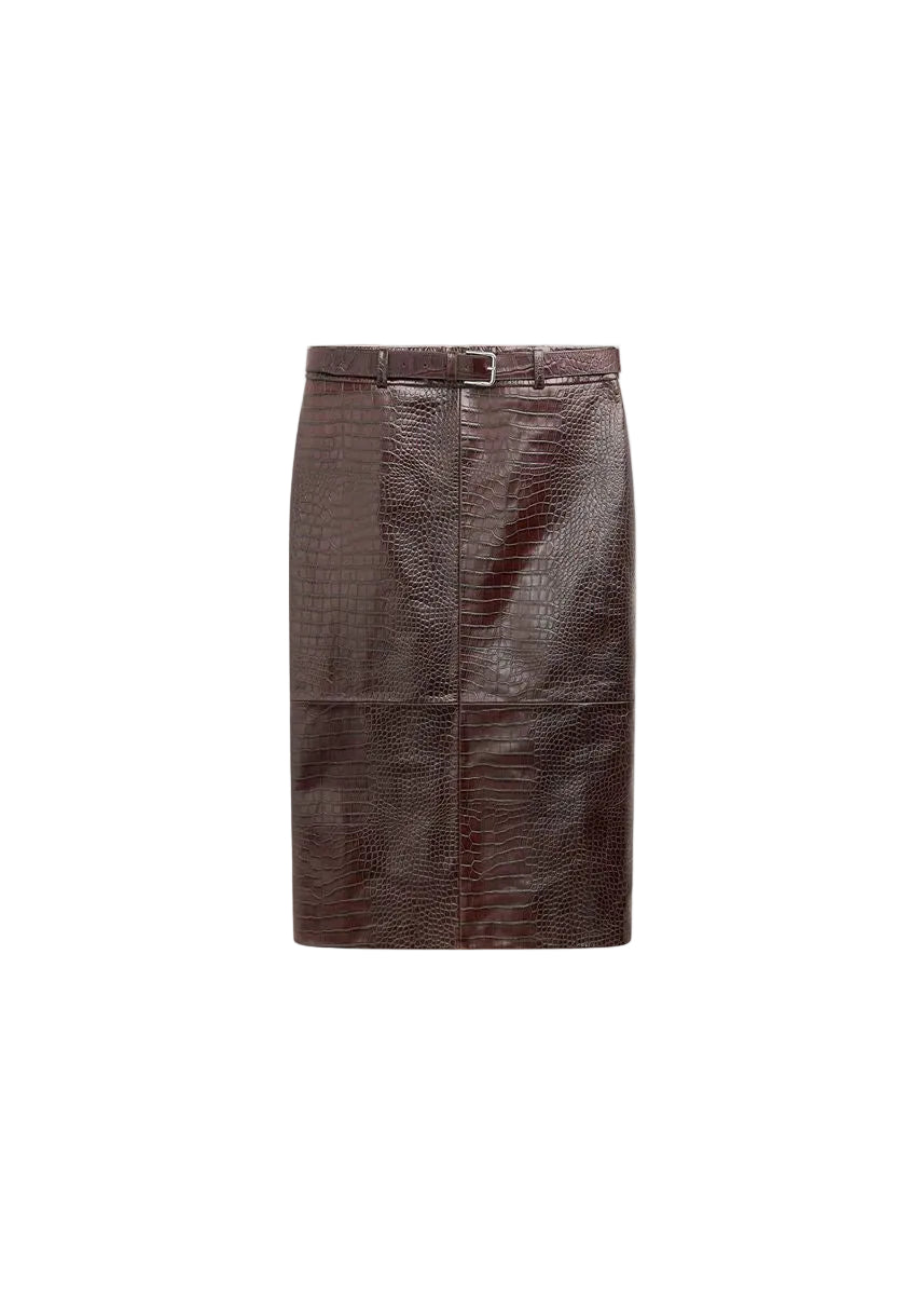 Taney Croc Leather Pencil Skirt-THE FRANKIE SHOP-311921-XS-Verso