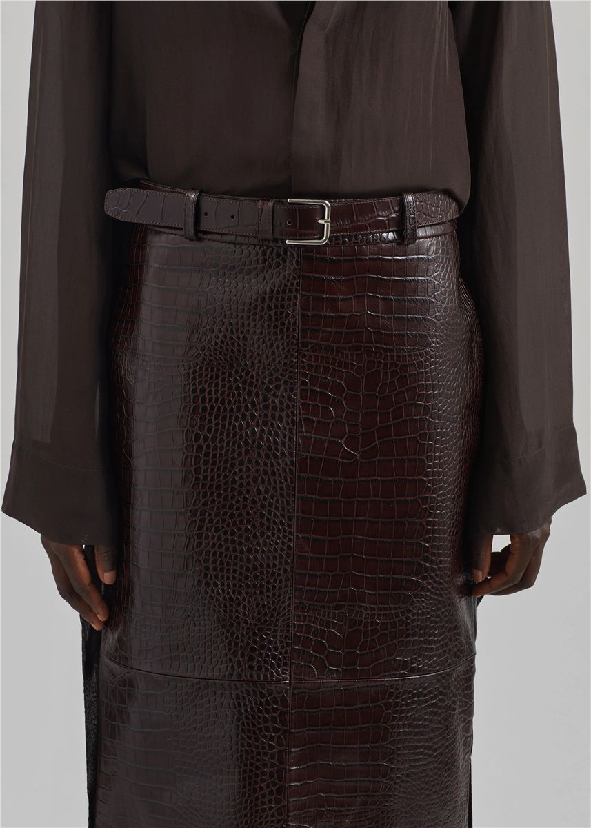 Taney Croc Leather Pencil Skirt-THE FRANKIE SHOP-Verso