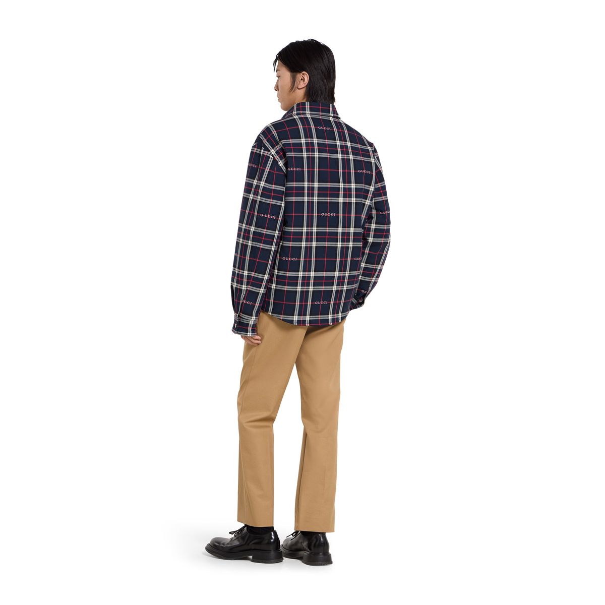 Tartan cotton jacquard padded shirt-GUCCI-Verso