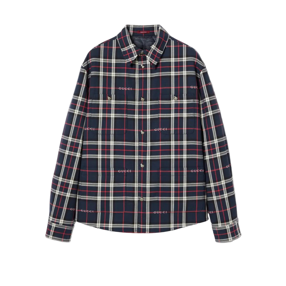 Tartan cotton jacquard padded shirt-GUCCI-Verso