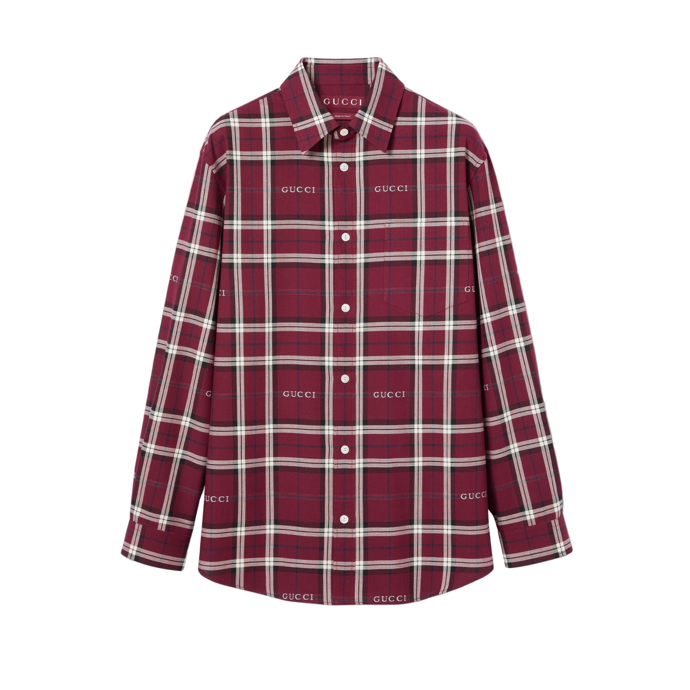 Tartan cotton jacquard shirt-GUCCI-Verso