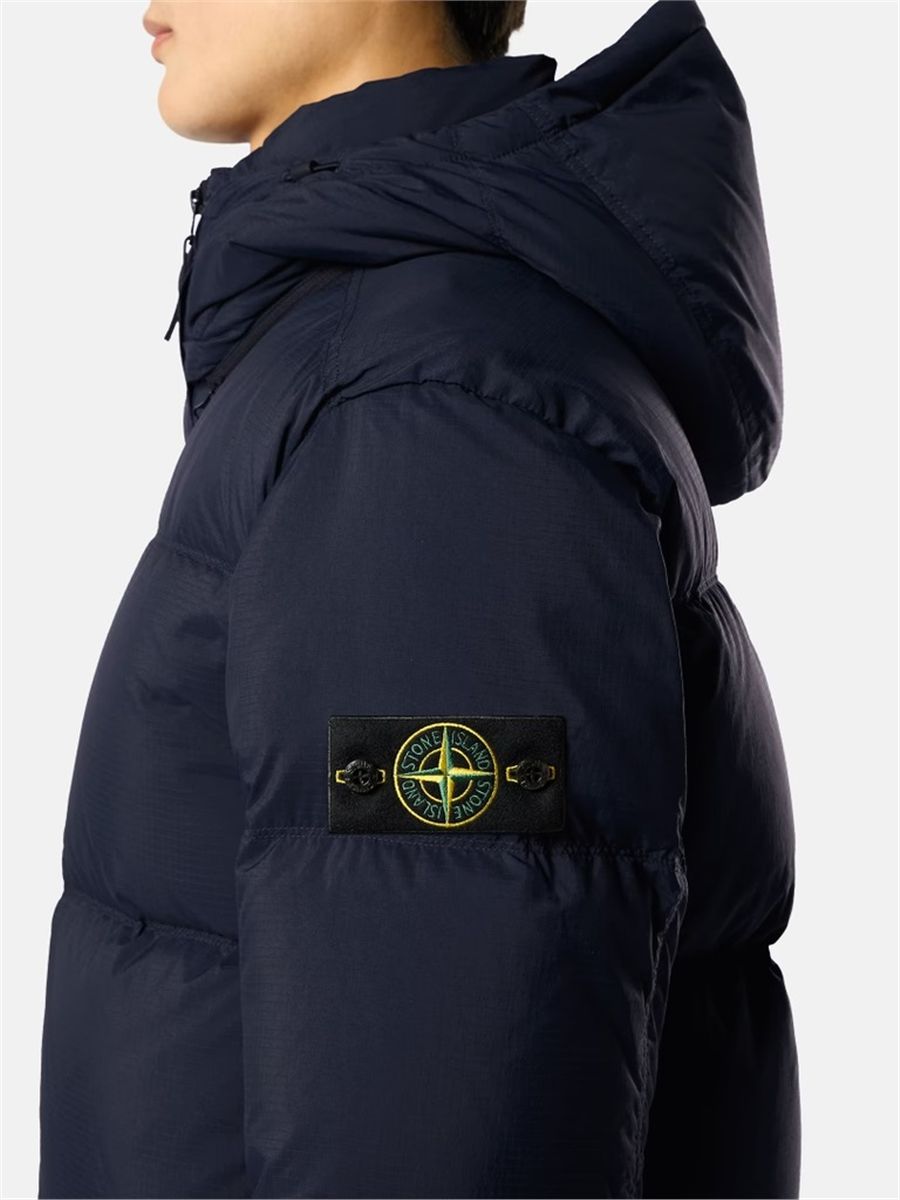 Tear-resistant down jacket with detachable hood-STONE ISLAND-Verso