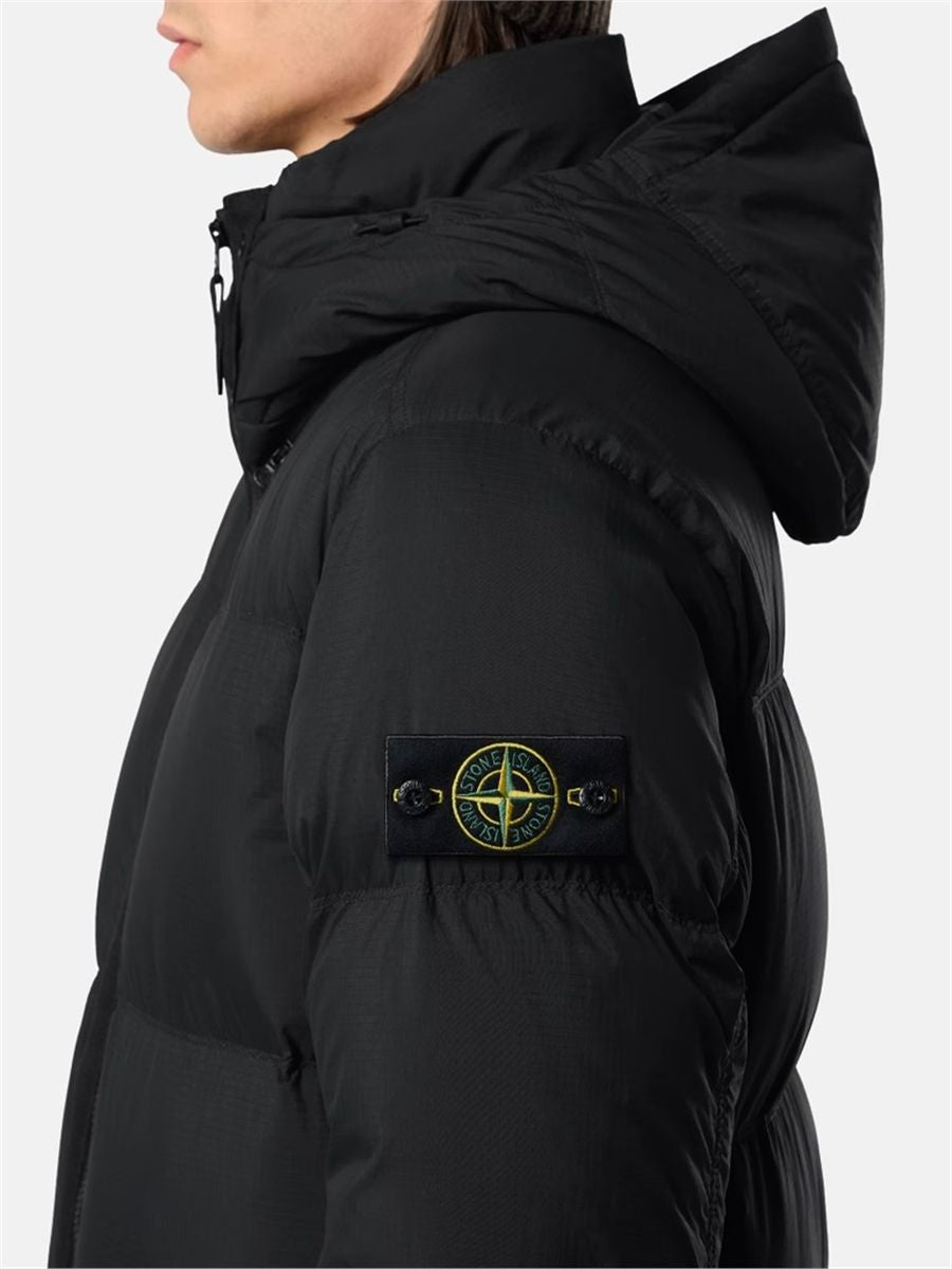 Tear-resistant down jacket with detachable hood-STONE ISLAND-Verso