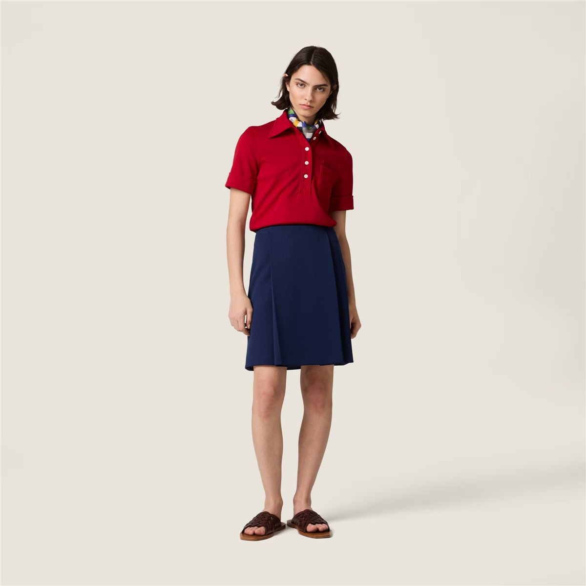 Technical jersey polo shirt-MIU MIU-Verso