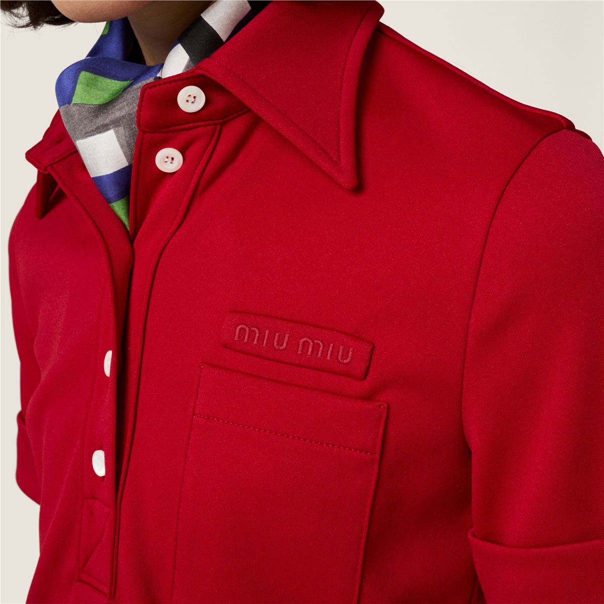Technical jersey polo shirt-MIU MIU-Verso