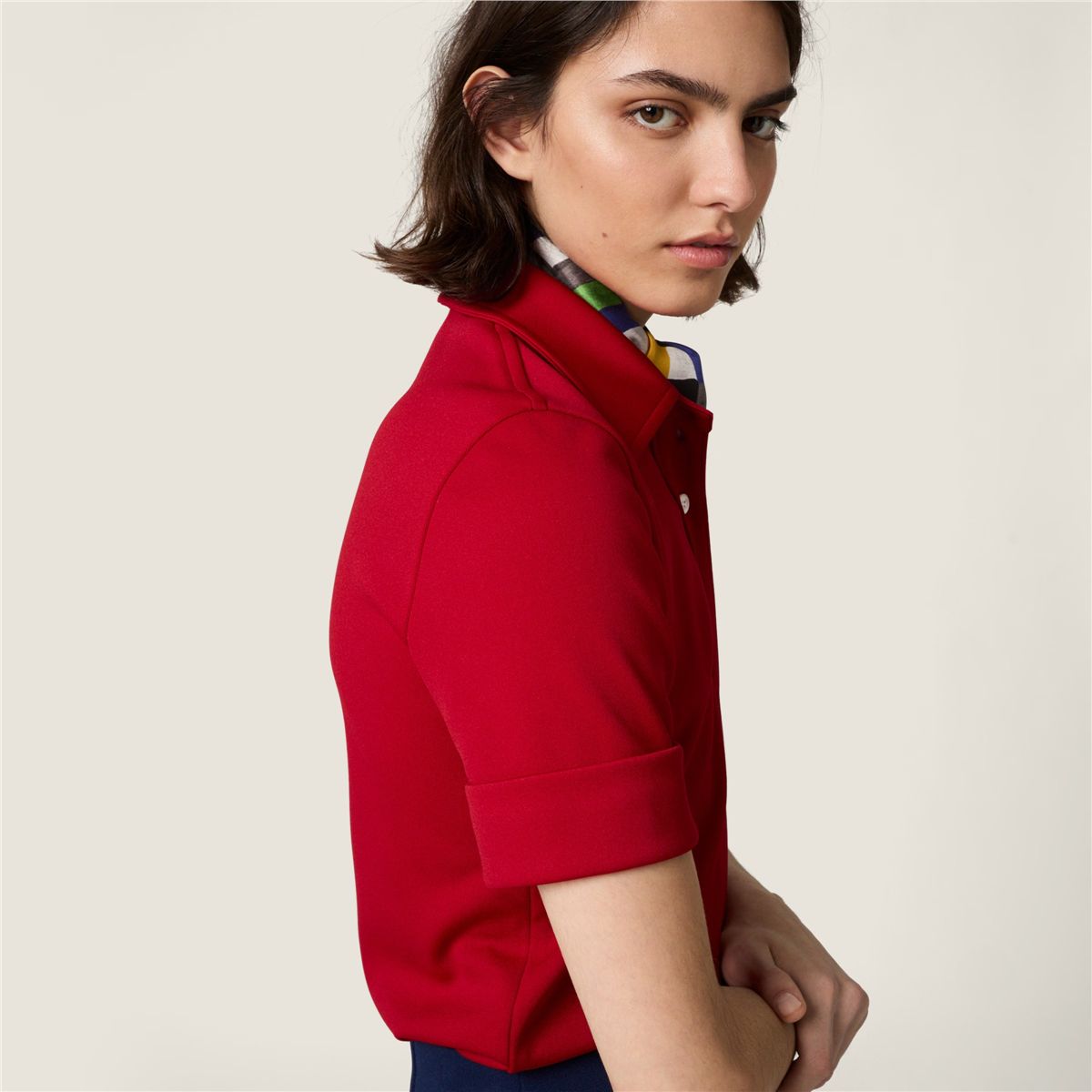 Technical jersey polo shirt-MIU MIU-Verso