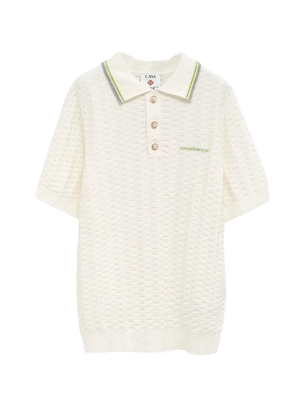 Textured Buttoned Polo Shirt-CASABLANCA-Verso