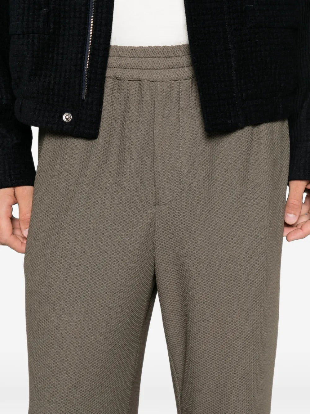 Textured elasticated-waist trousers-GIORGIO ARMANI-Verso