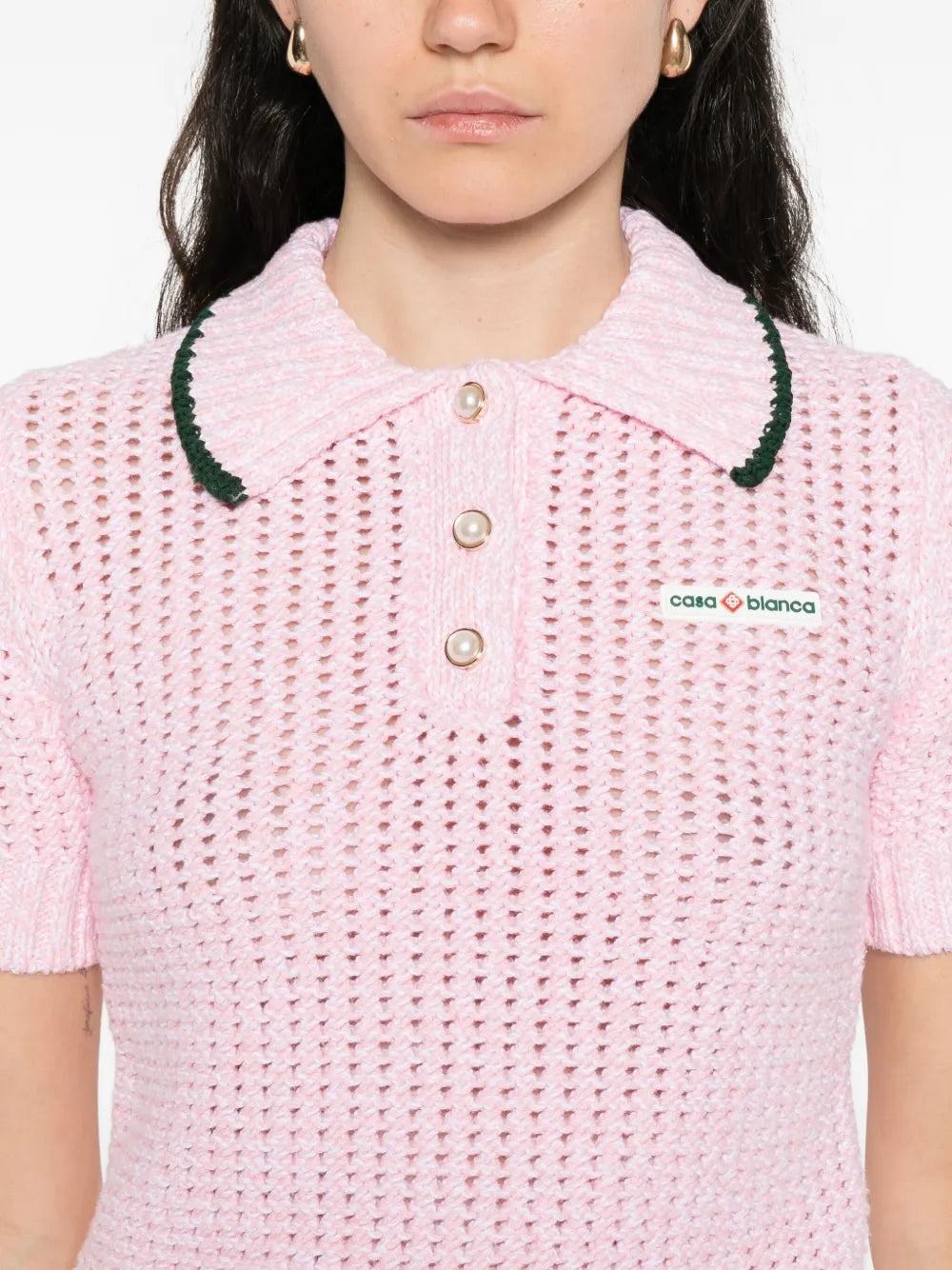 Textured-knit polo top-CASABLANCA-Verso