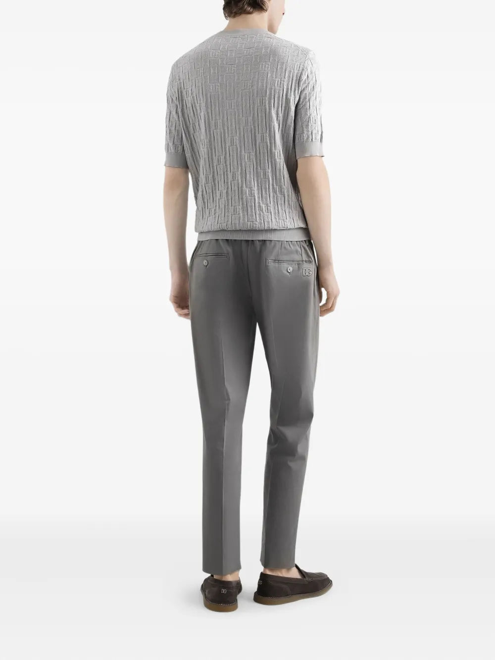 Textured-knit Short-sleeve Top-DOLCE & GABBANA-Verso