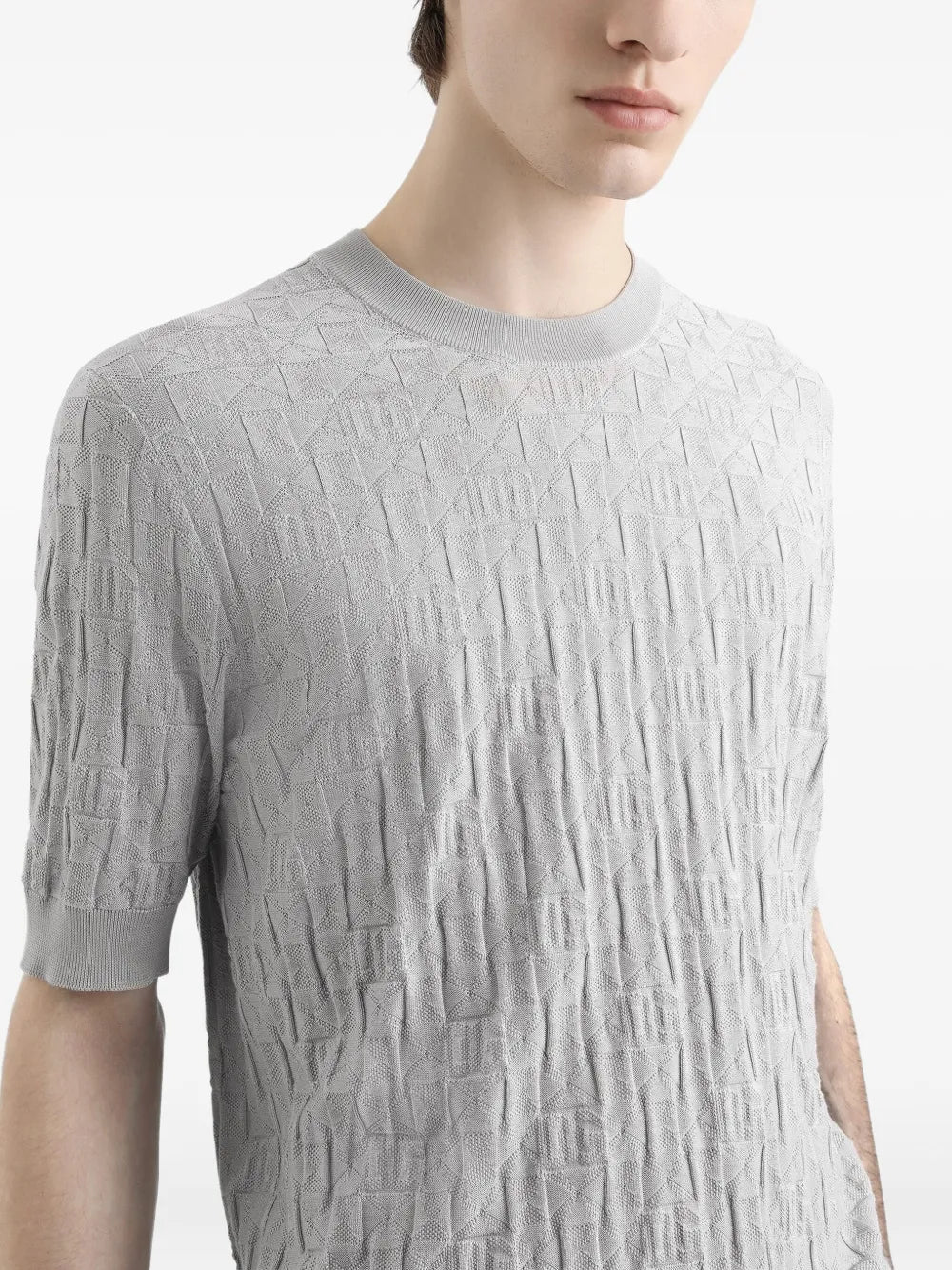 Textured-knit Short-sleeve Top-DOLCE & GABBANA-Verso