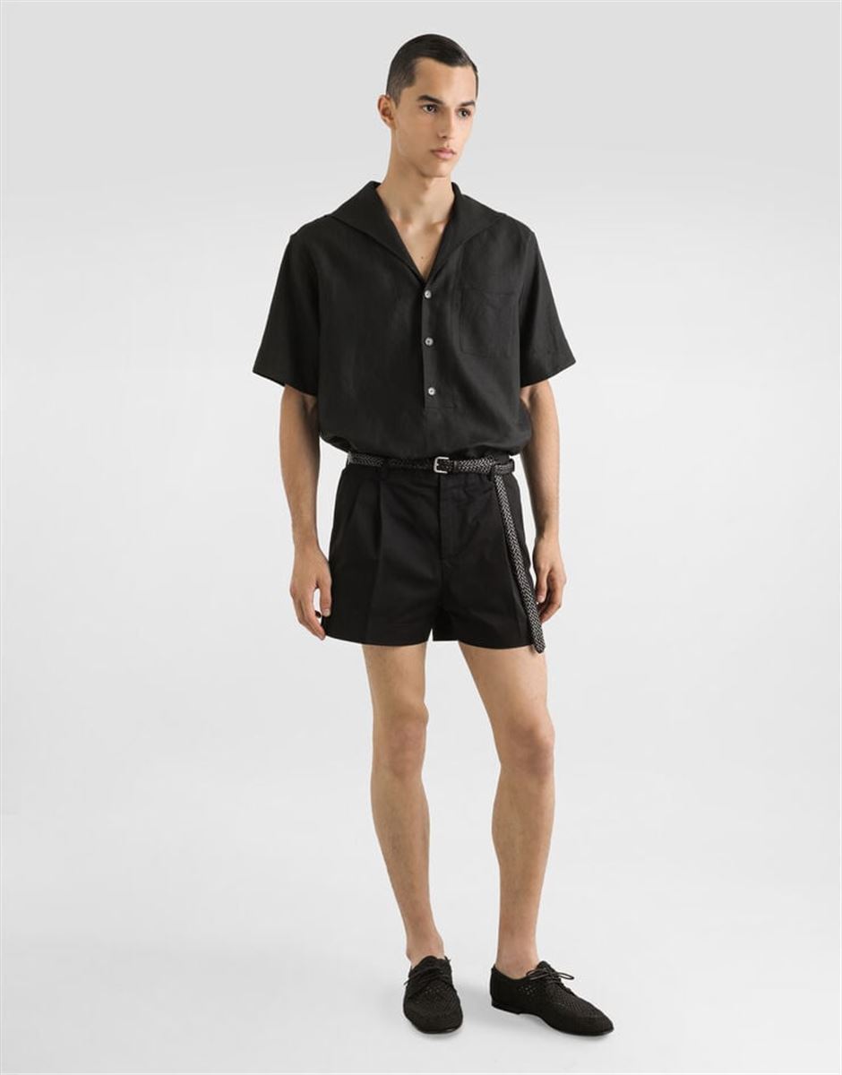 THREE-BUTTON SHORT-SLEEVED LINEN SHIRT - DOLCE & GABBANA - Verso