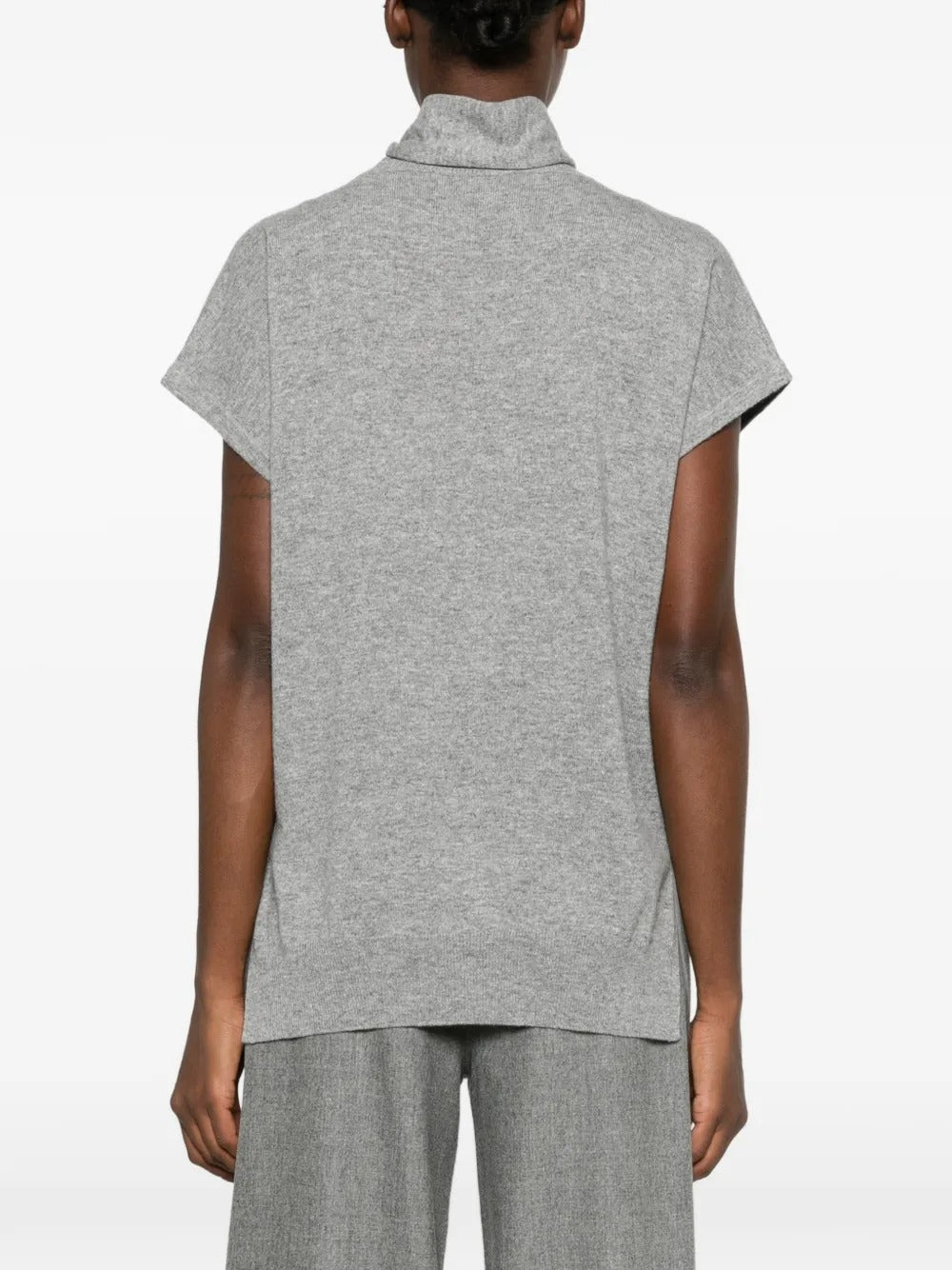 Tie-neck short-sleeve sweater-FABIANA FILIPPI-Verso