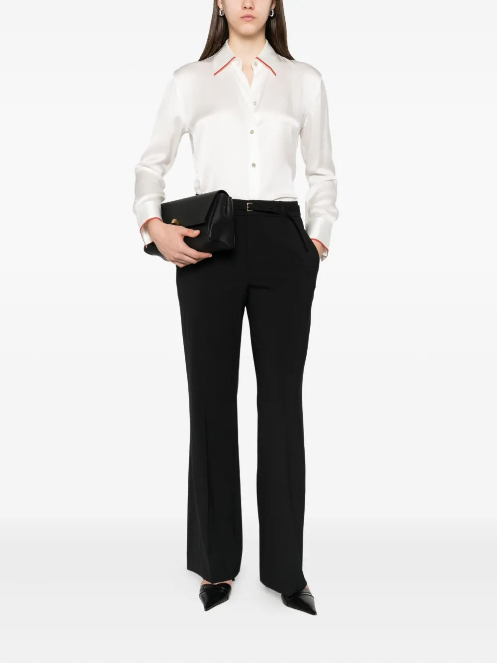 Tipped silk button-front blouse-VINCE-Verso