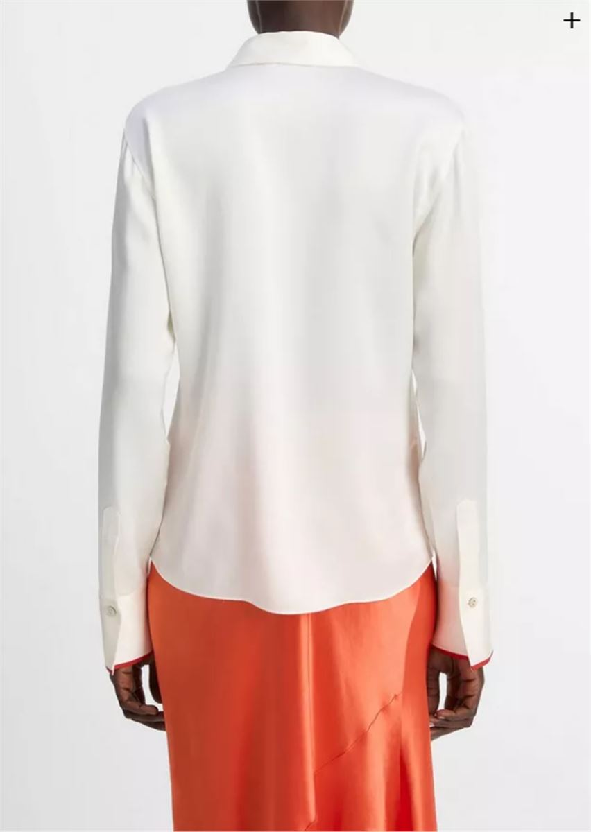 TIPPED SILK BUTTON-FRONT BLOUSE-VINCE-Verso