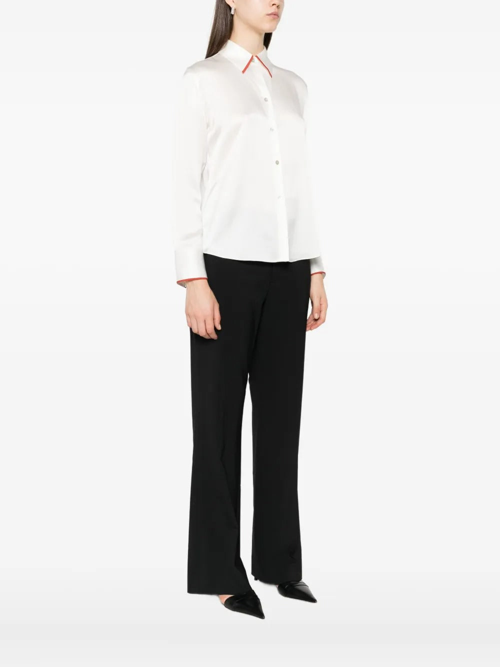 Tipped silk button-front blouse-VINCE-Verso