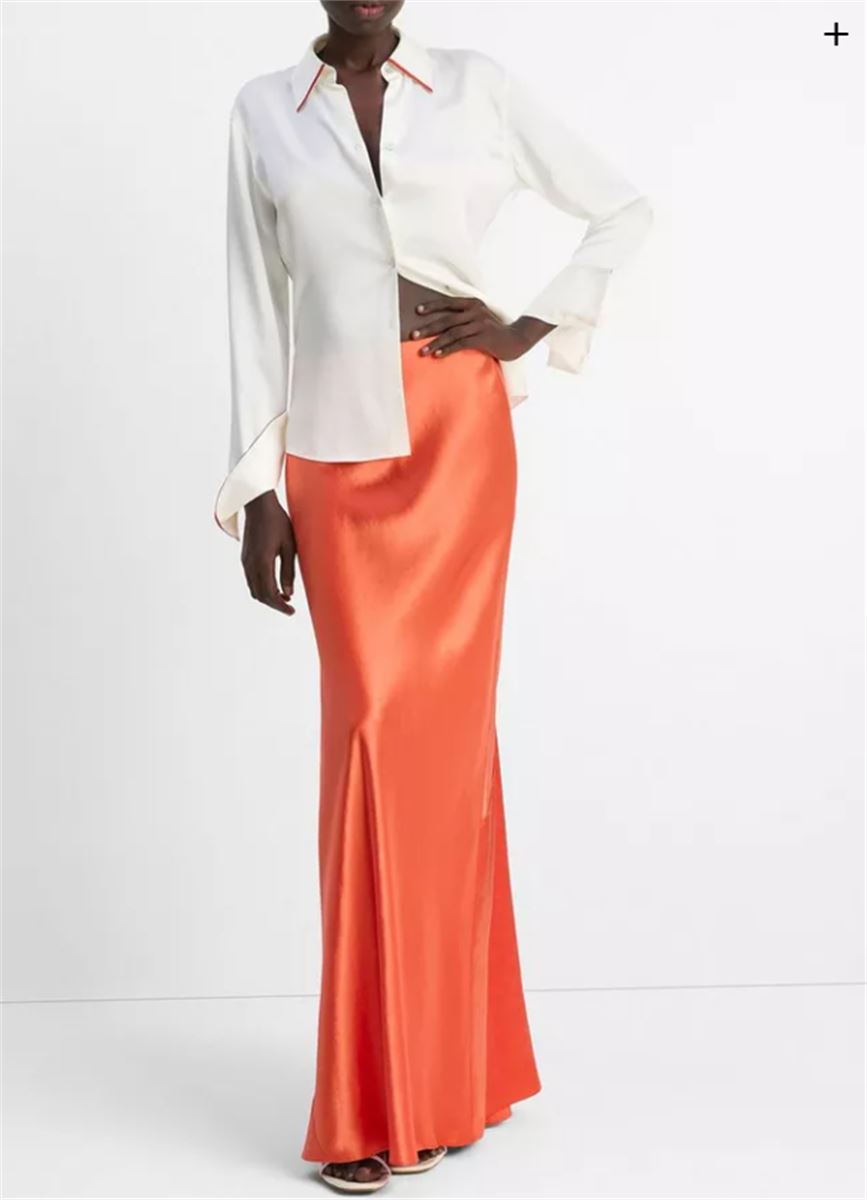 TIPPED SILK BUTTON-FRONT BLOUSE-VINCE-Verso