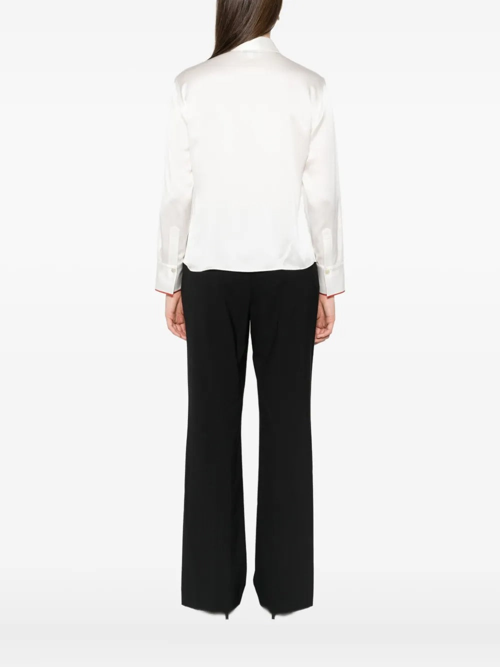 Tipped silk button-front blouse-VINCE-Verso