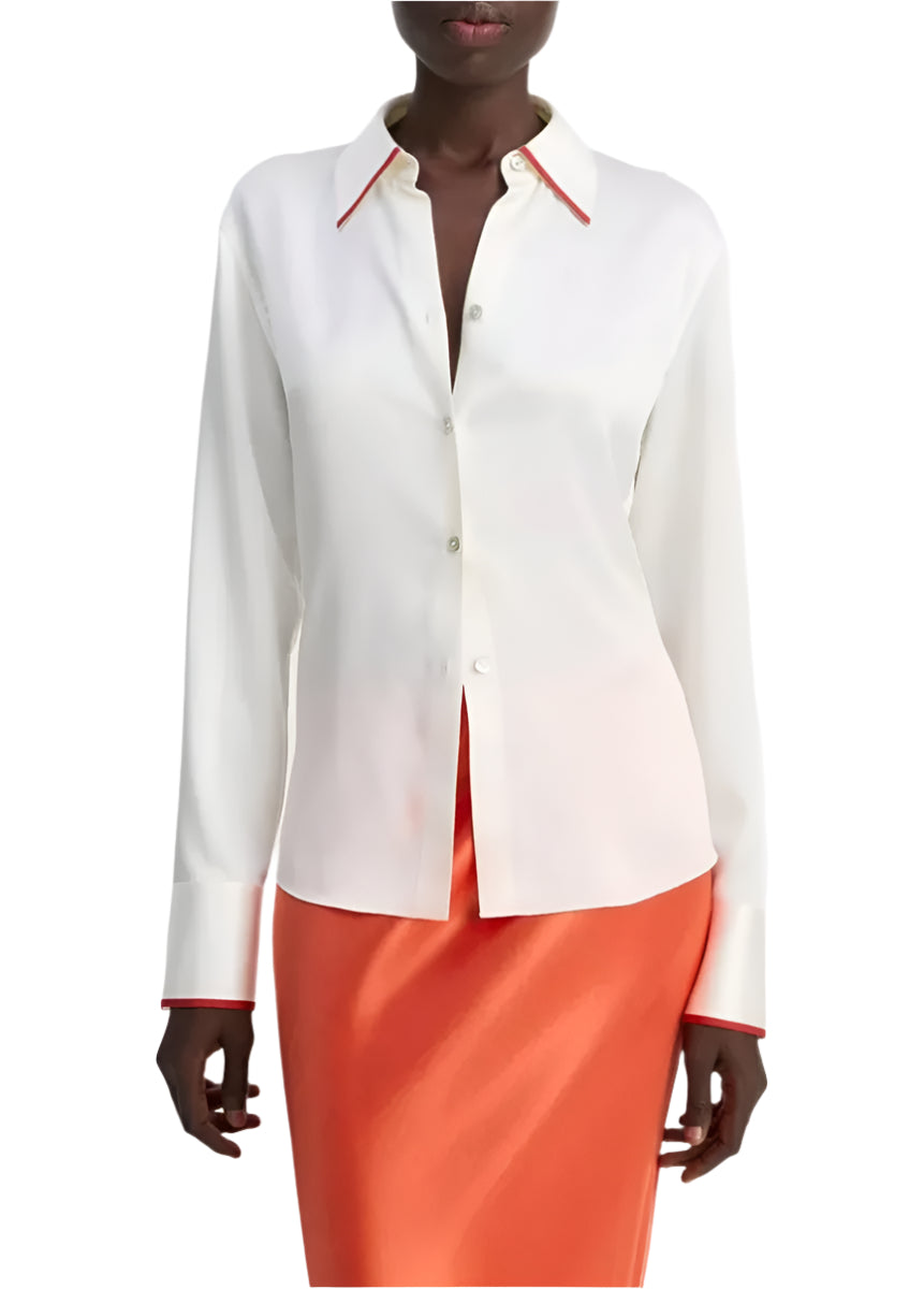 TIPPED SILK BUTTON-FRONT BLOUSE-VINCE-Verso
