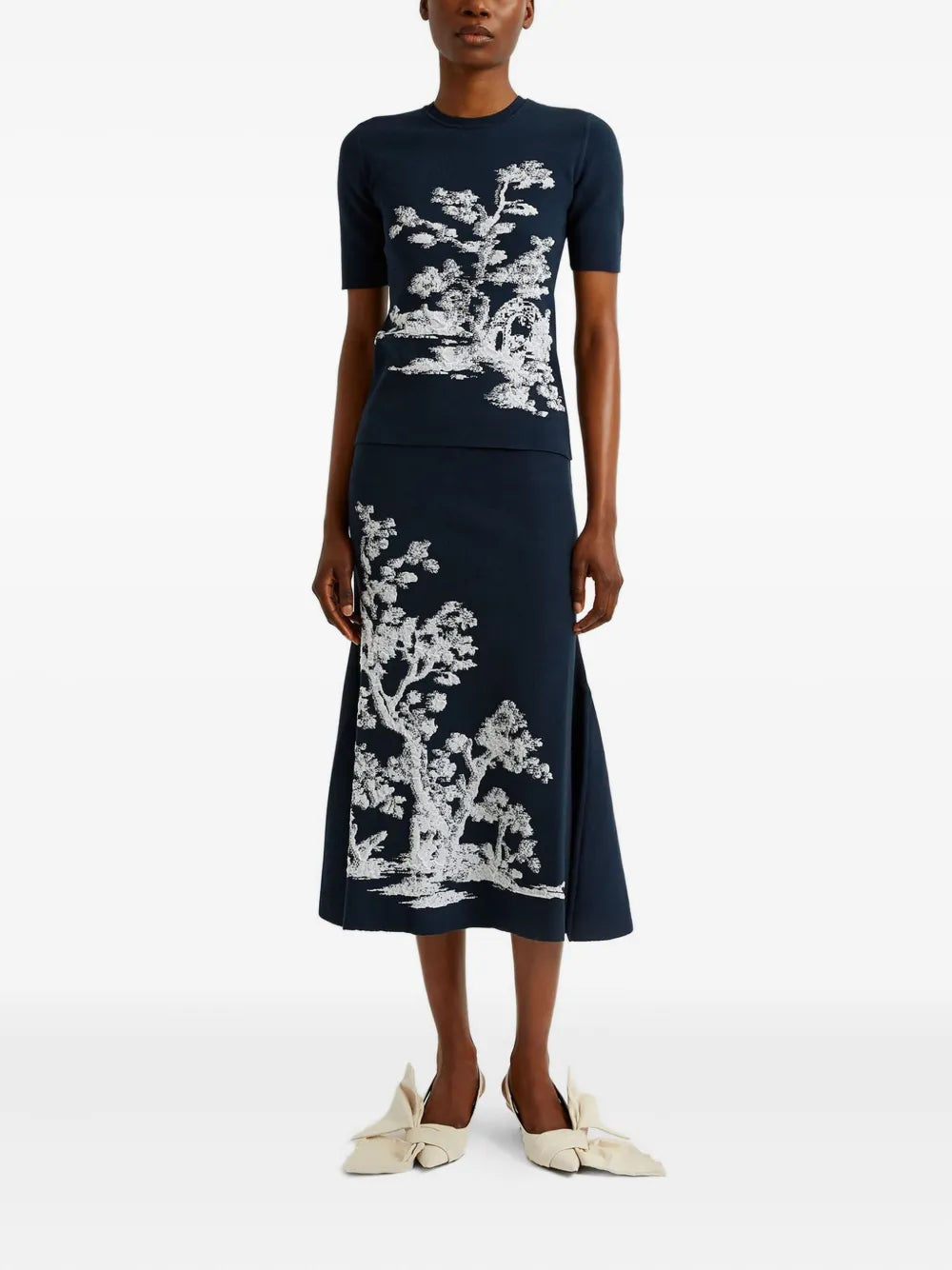 Tree-print midi skirt-ERDEM-Verso