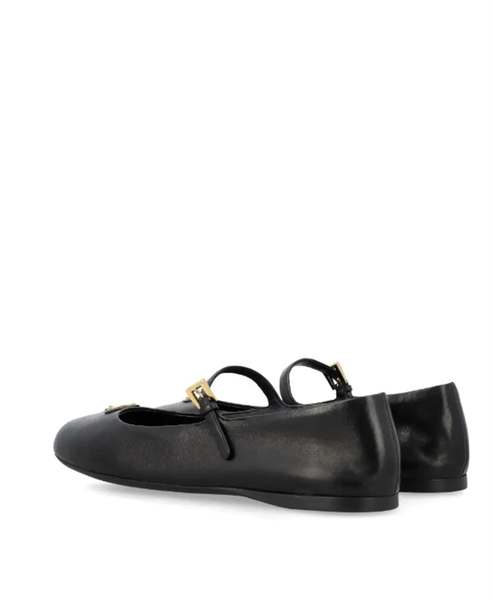 TRIANGLE-LOGO LEATHER BALLERINA SHOES PRADA