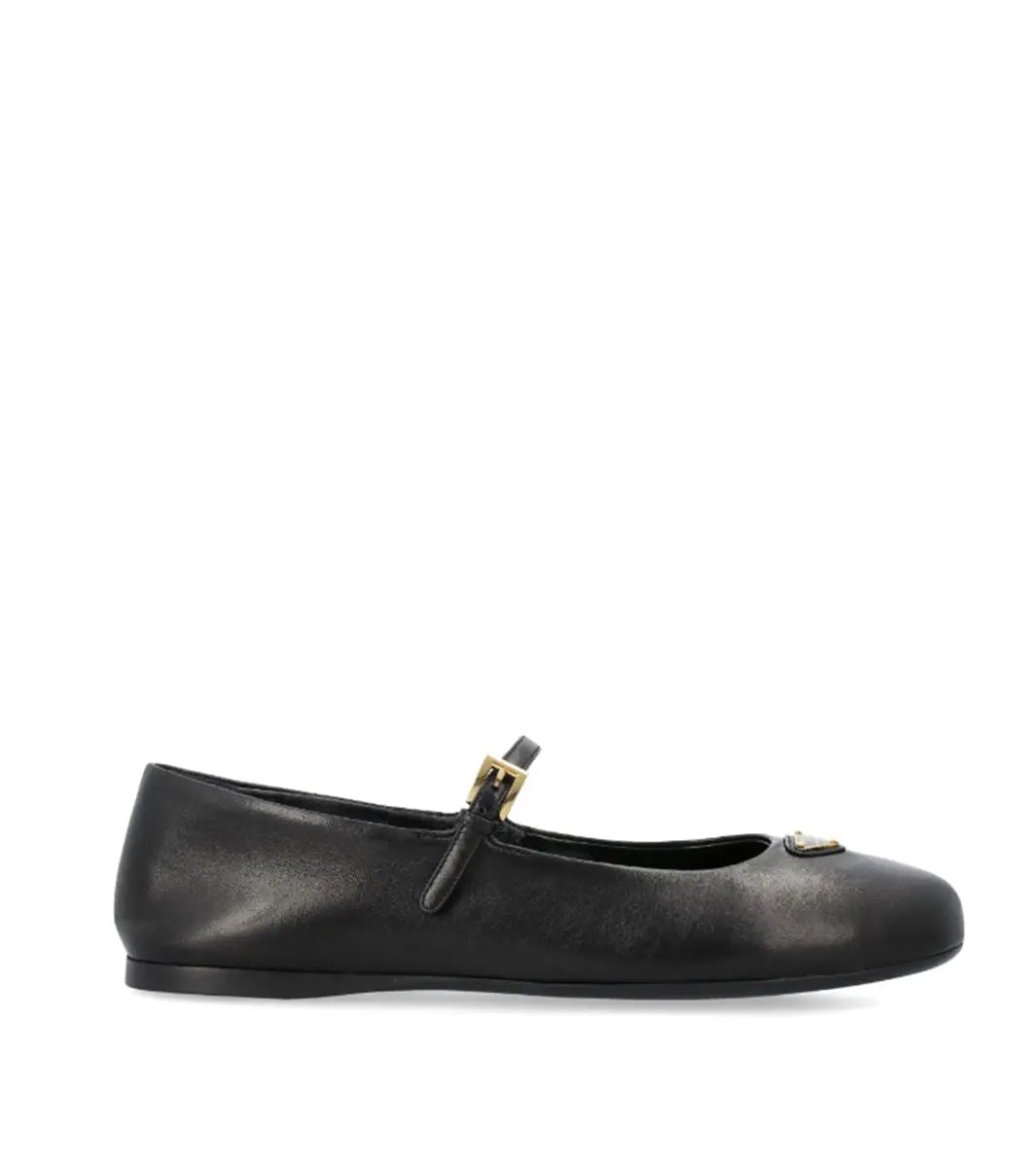 TRIANGLE-LOGO LEATHER BALLERINA SHOES PRADA