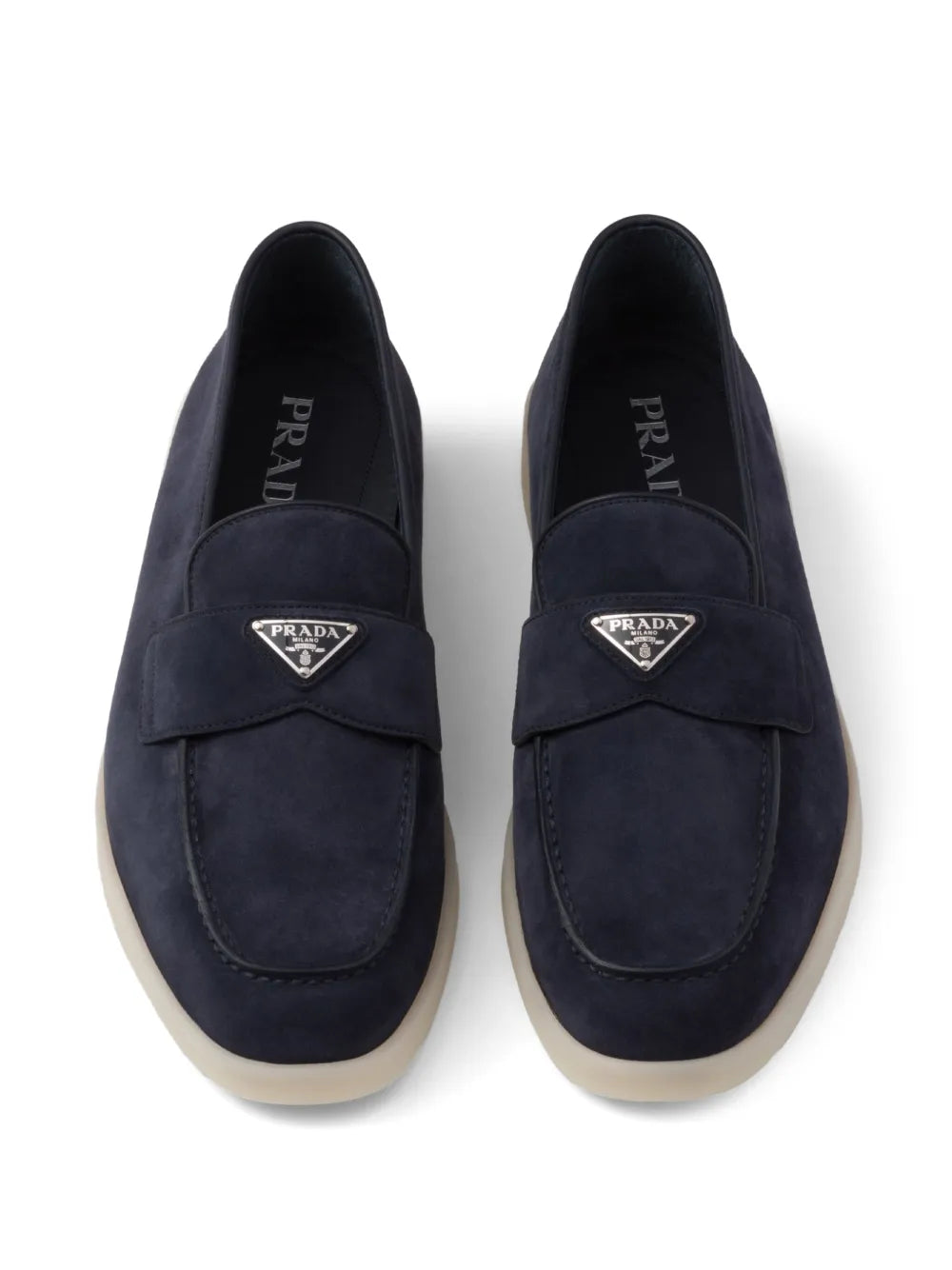 Triangle-logo suede loafers-PRADA-Verso