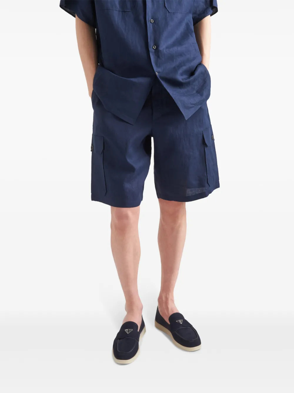 Triangle-logo suede loafers-PRADA-Verso