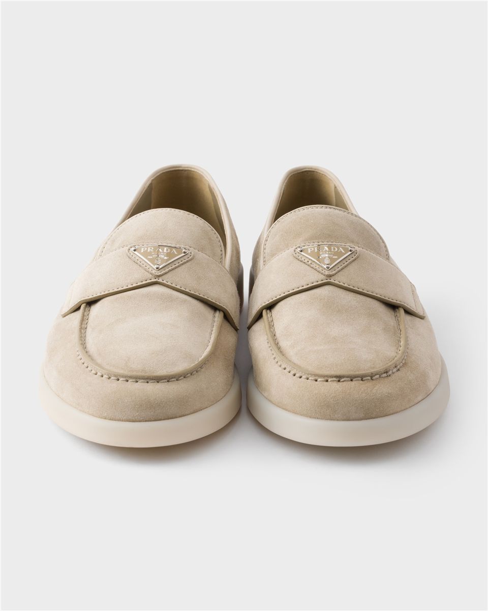 Triangle-logo suede loafers-PRADA-Verso