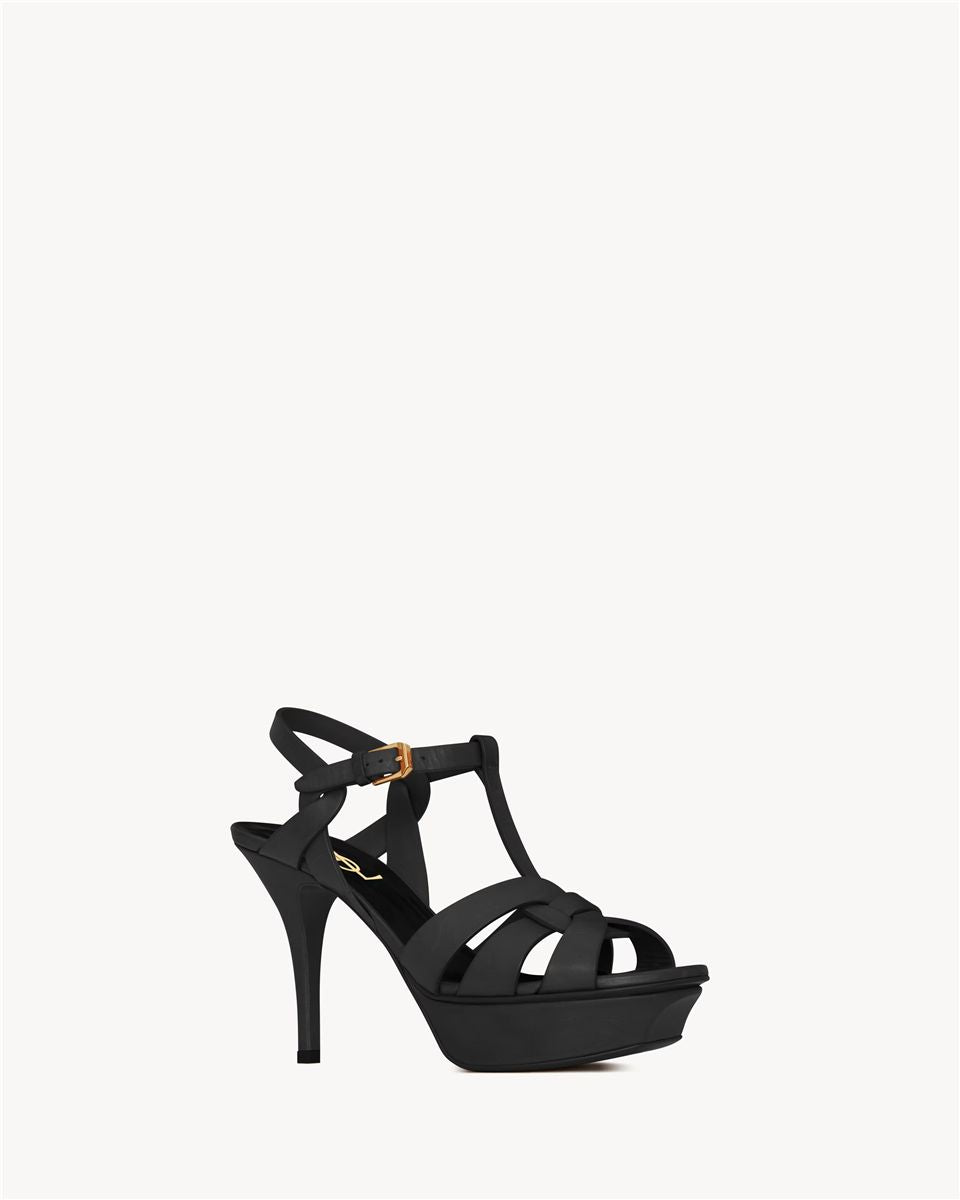 Tribute platform sandals in smooth leather-SAINT LAURENT-Verso
