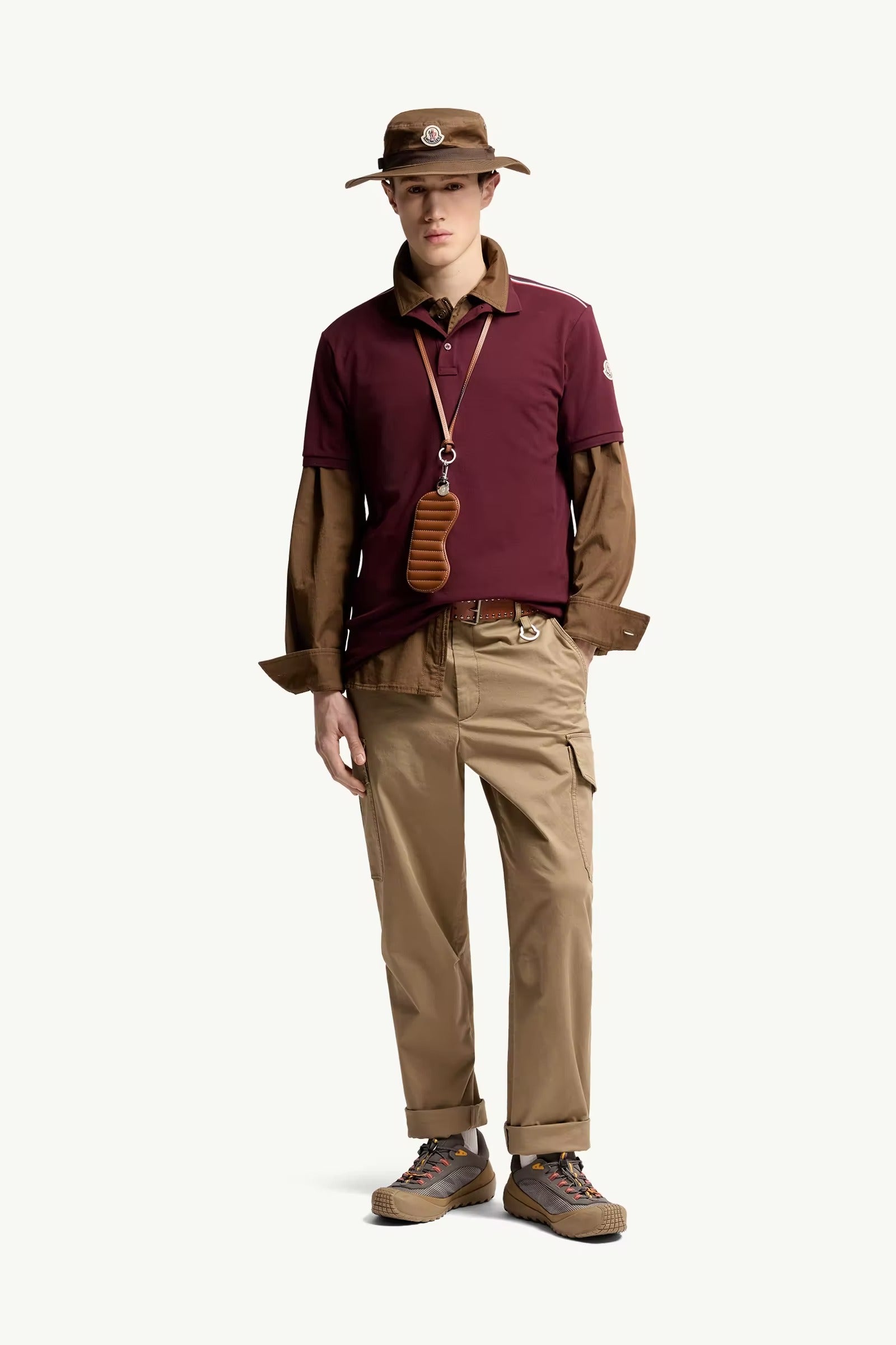 Tricolor-trimmed cotton piquet polo shirt-MONCLER-Verso