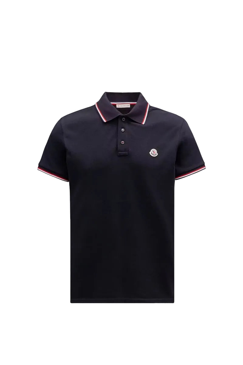 Tricolour-trimmed cotton piquet polo shirt-MONCLER-Verso