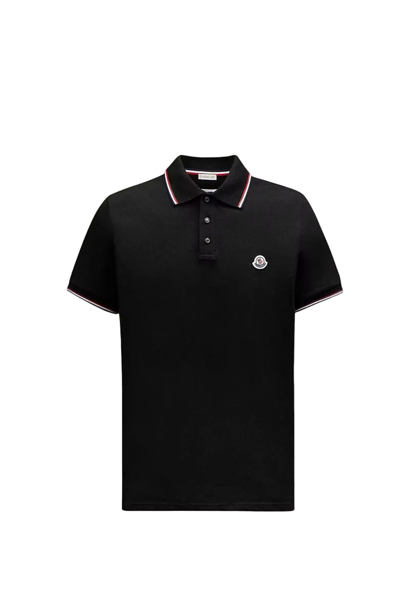 Tricolour-trimmed cotton piquet polo shirt-MONCLER-Verso