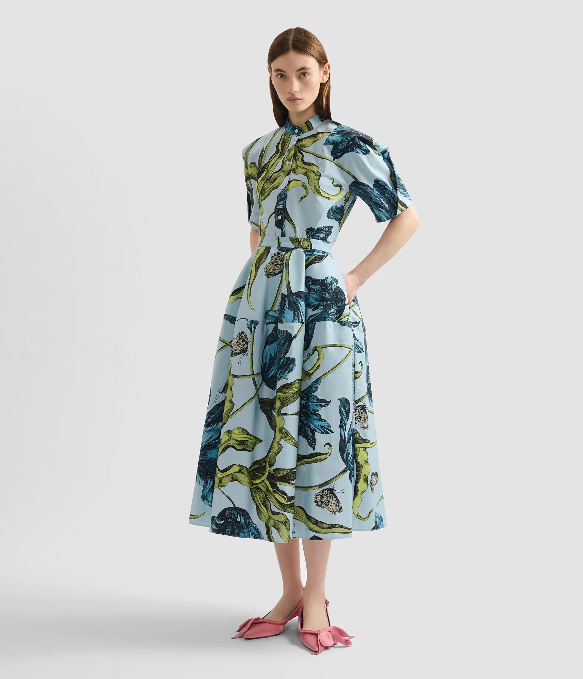 Tulip-print Midi Dress-ERDEM-Verso