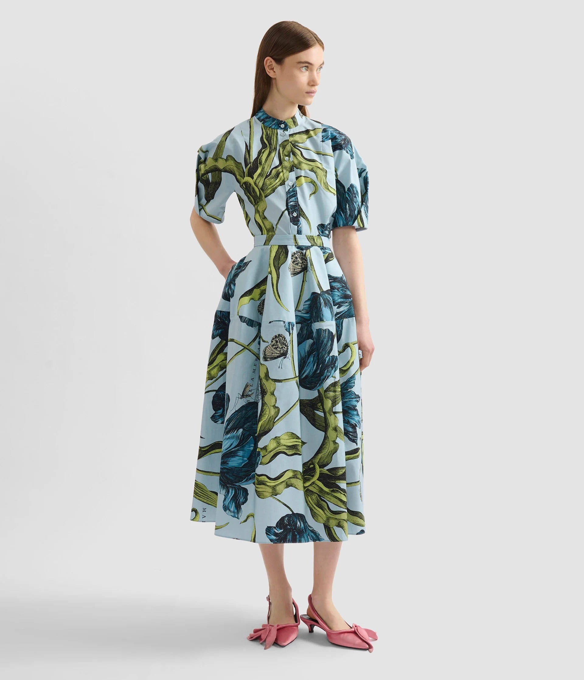 Tulip-print Midi Dress-ERDEM-Verso