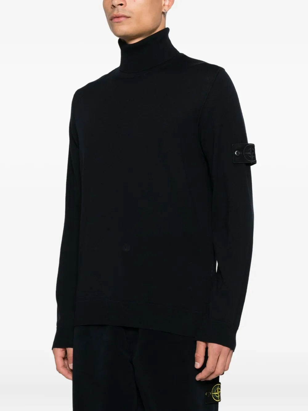 Turtleneck Jumper with Ribbed Trims-STONE ISLAND-Verso