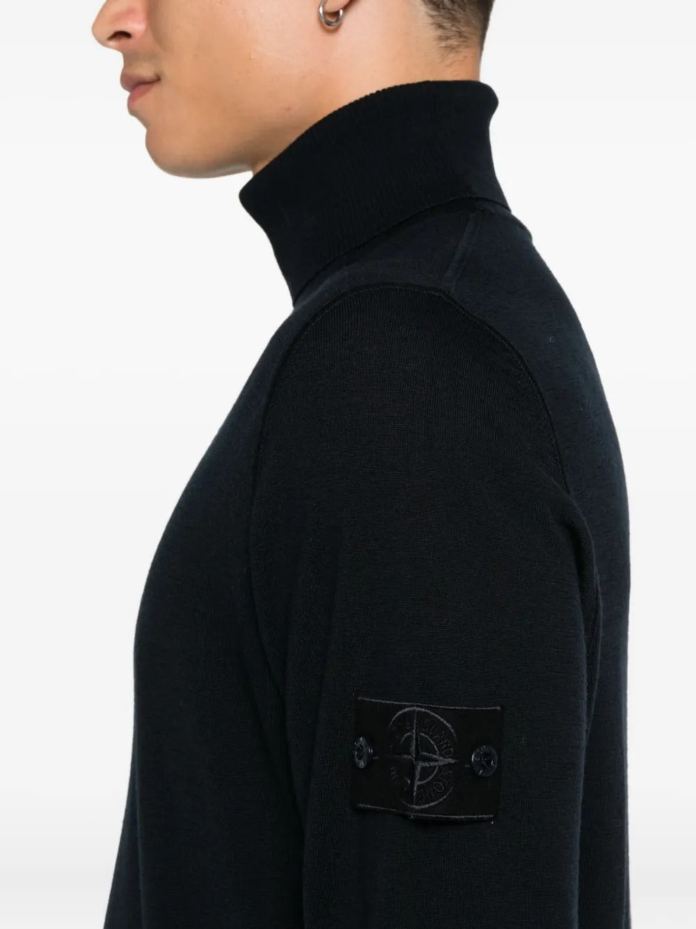Turtleneck Jumper with Ribbed Trims-STONE ISLAND-Verso
