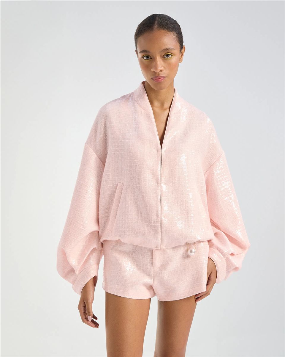 Tweed sequin bomber jacket-GENNY-Verso