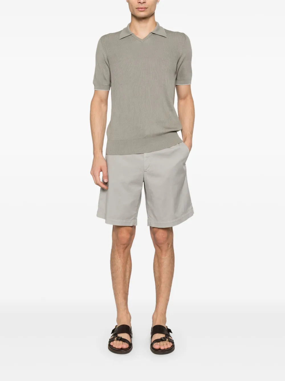 Twill chino shorts-BRUNELLO CUCINELLI-Verso