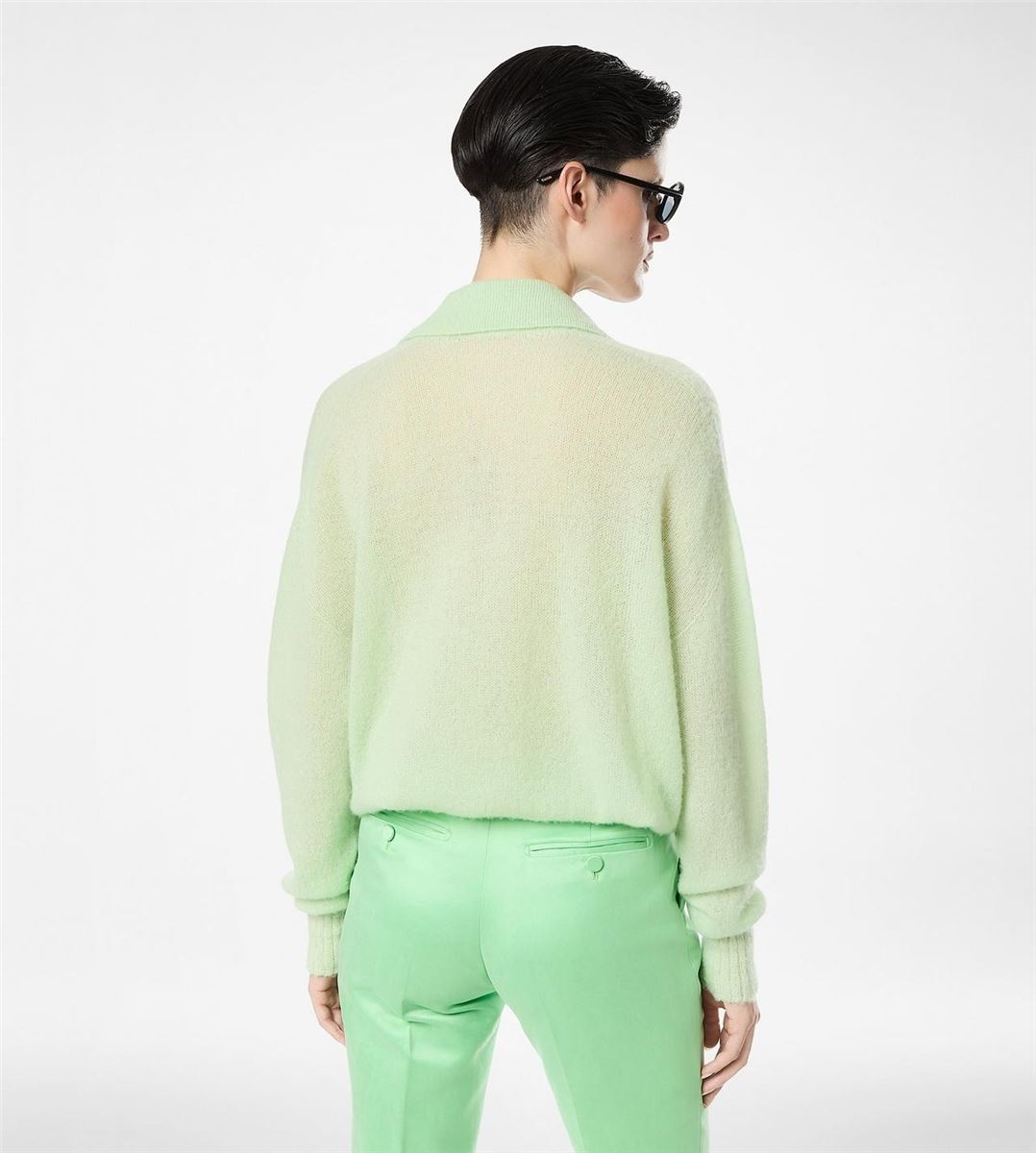 Ultrasoft cashmere silk oversized open polo collar knit-TOM FORD-Verso