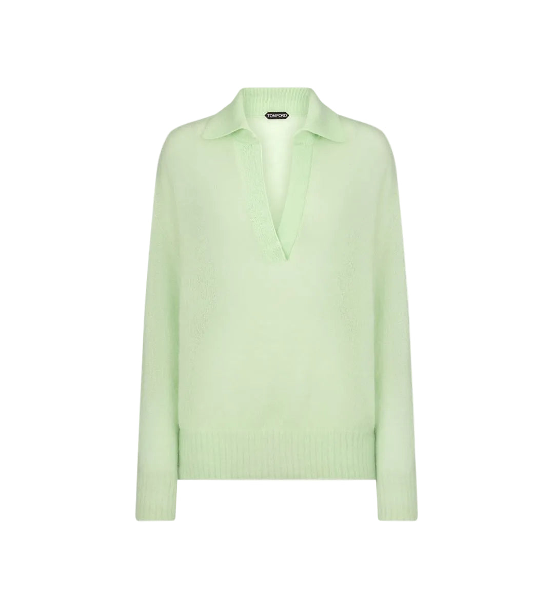 Ultrasoft cashmere silk oversized open polo collar knit-TOM FORD-Verso