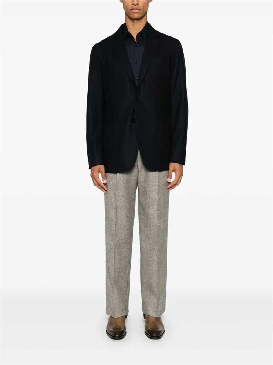 Upton line single-breasted jacket in stretch cashmere drap-GIORGIO ARMANI-Verso