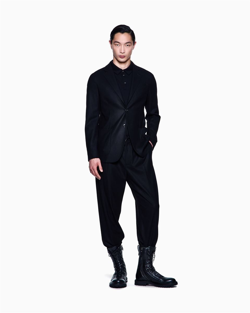 upton line single-breasted jacket in stretch cashmere drap-GIORGIO ARMANI-Verso