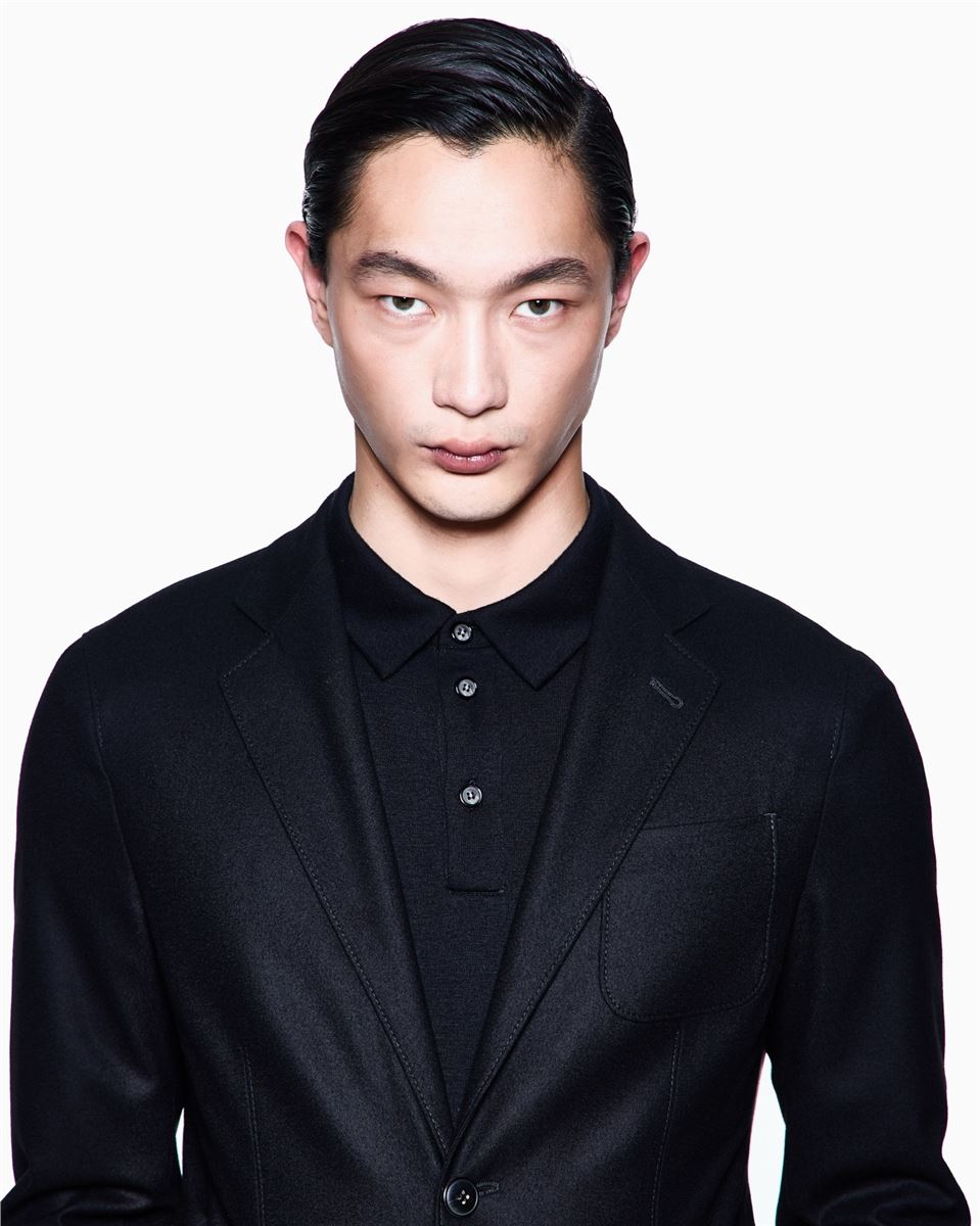 upton line single-breasted jacket in stretch cashmere drap-GIORGIO ARMANI-Verso