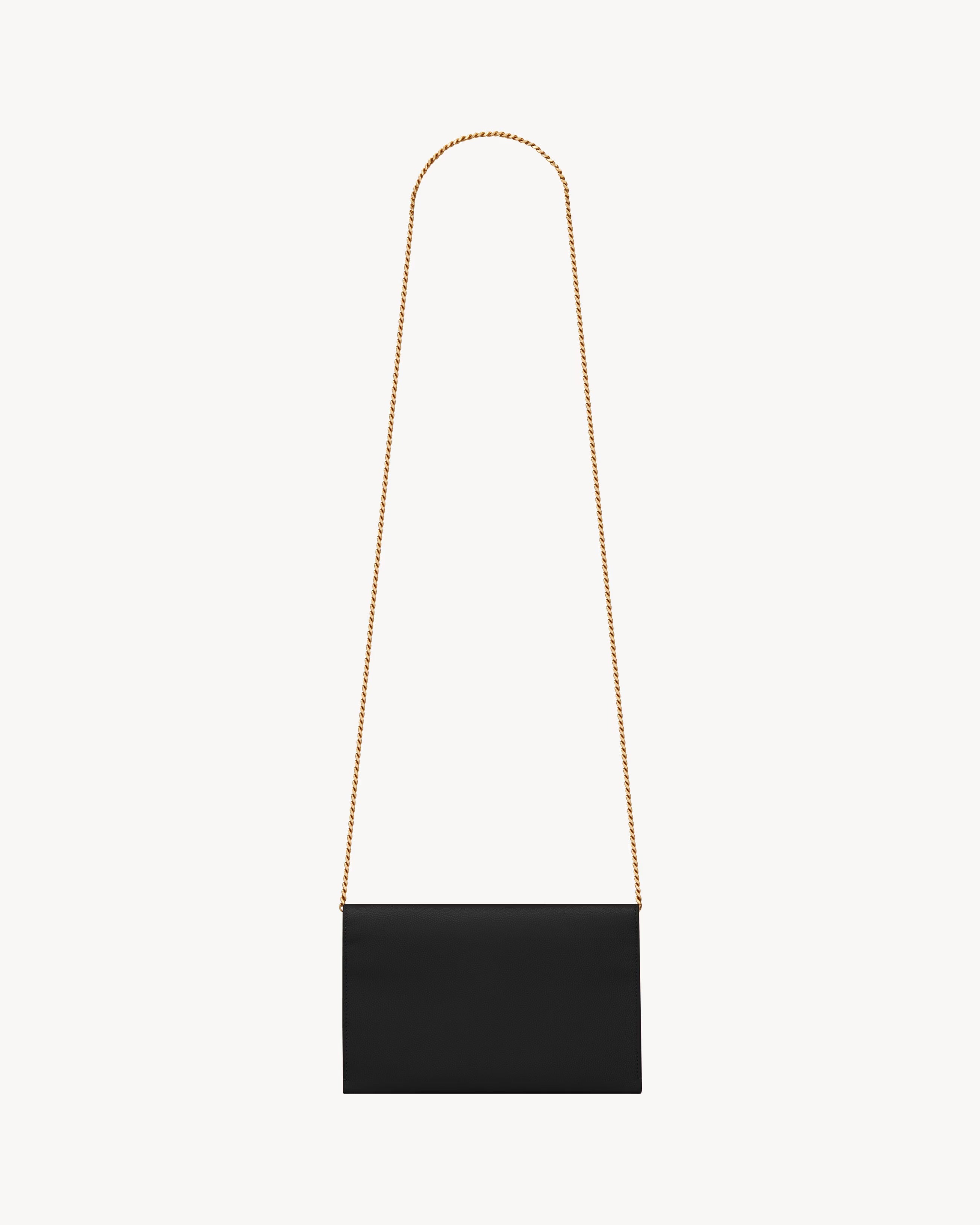 Uptown chain wallet in grain de poudre embossed leather