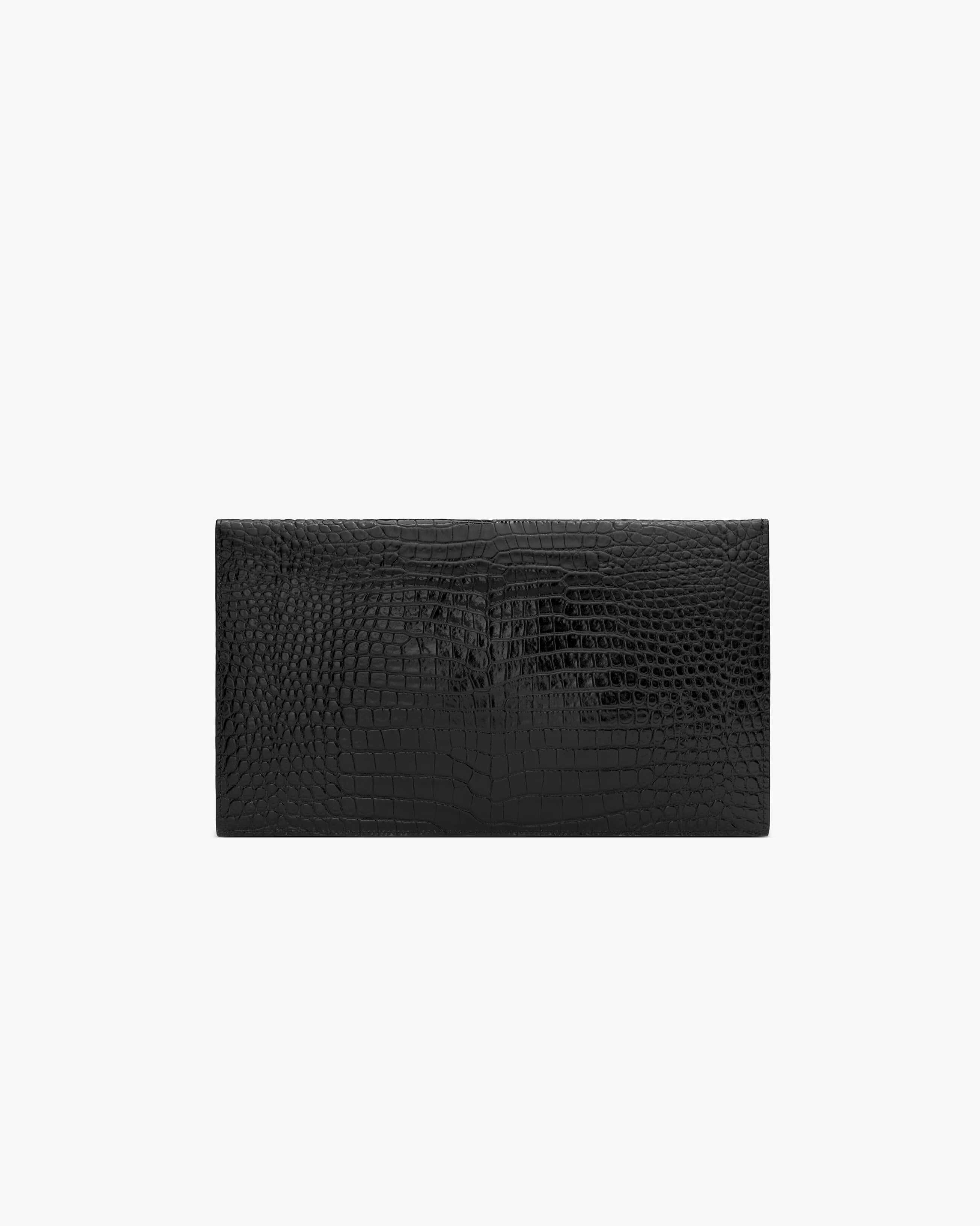 Uptown pouch in crocodile-embossed shiny leather-SAINT LAURENT-Verso