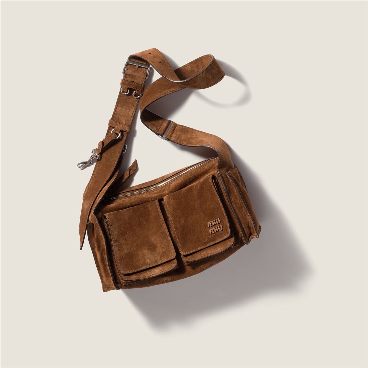 Utilitaire Suede Shoulder Bag-MIU MIU-Verso