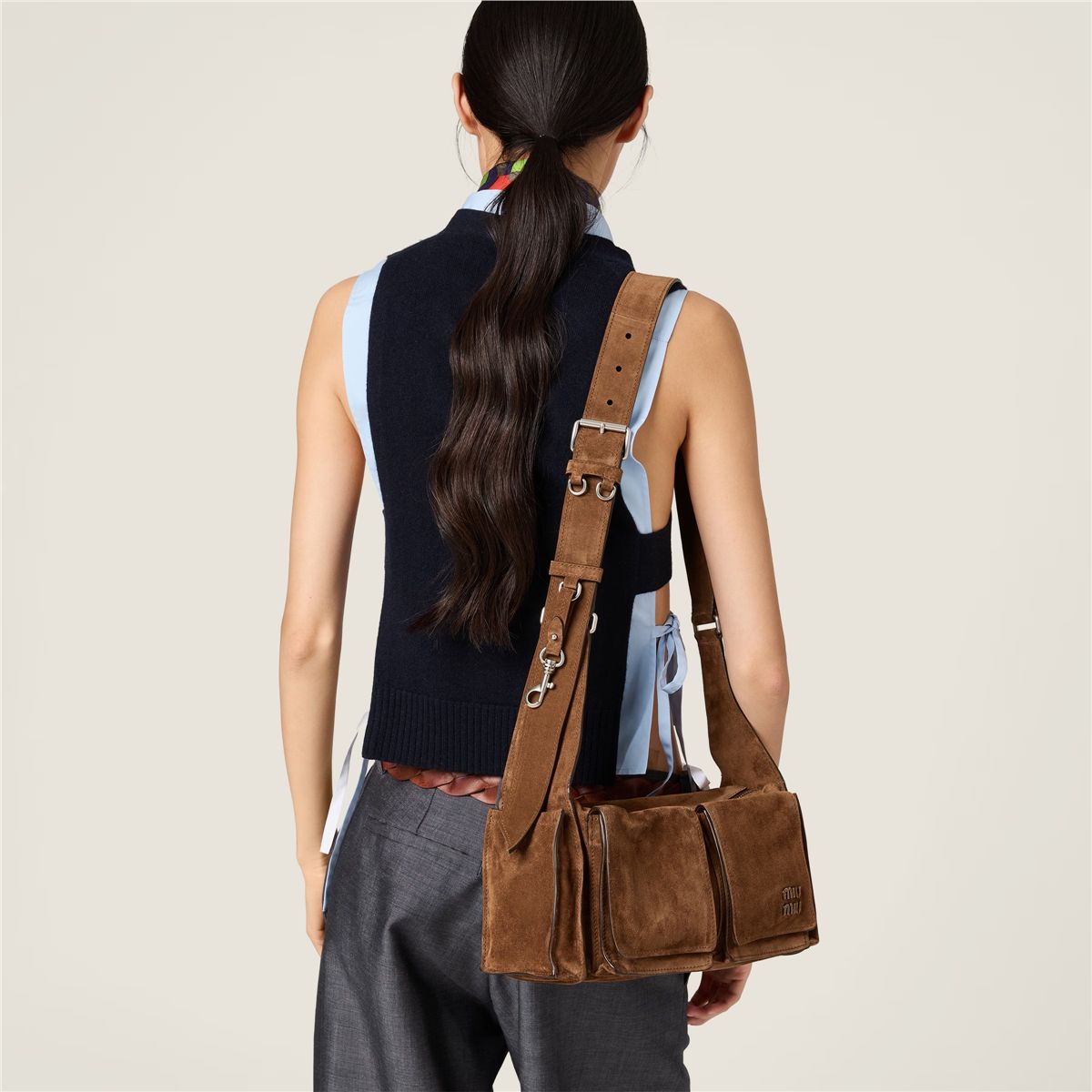 Utilitaire suede shoulder bag-MIU MIU-Verso