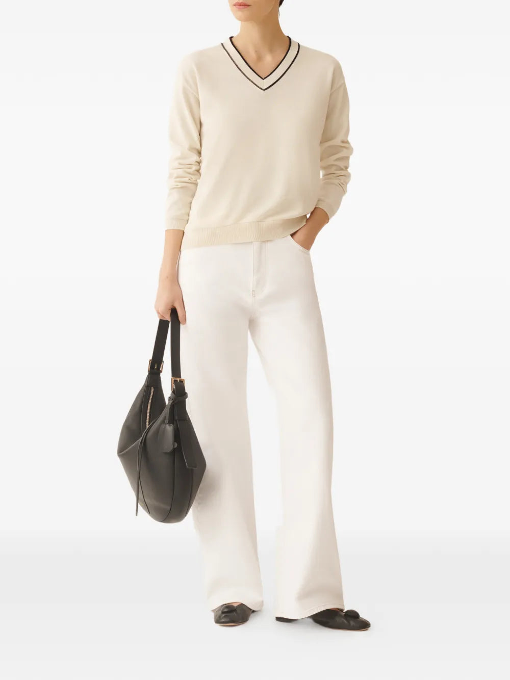 V-neck long-sleeve sweater-FABIANA FILIPPI-Verso